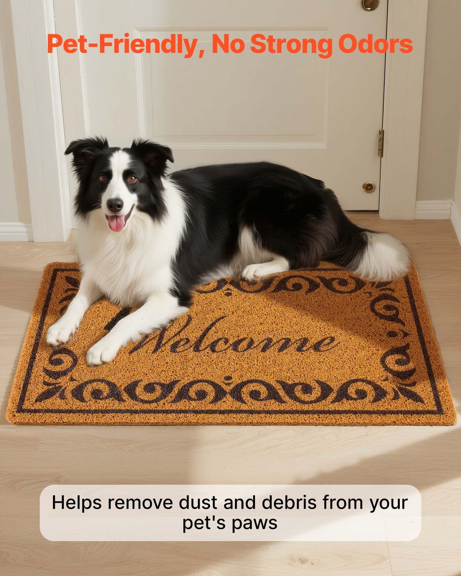 29.5x17 Inch Outdoor Entrance Doormat, All-Weather Faux Coir Welcome Mat with Non-Slip Rubber Backing for Front Door, Porch, Deck