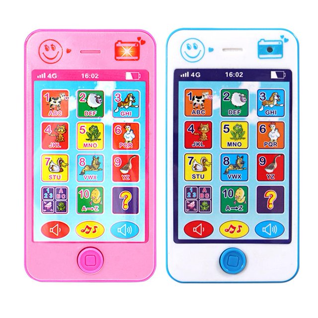 5 uds simulación móvil inglés bebé teléfono juguete educativo (azul)