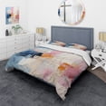 thumbnail image 1 of Designart "Abstract Collage IV" Abstract Collages Bedding Covert Set - Transitional Teal Abstract Bed Set With 2 Shams, 1 of 6