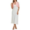 thumbnail image 2 of INSPIRE CHIC Women's Shrugs Open Front Bolero Ruched Short Sleeves Cropped Cardigan XL Pink, 2 of 6