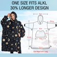 thumbnail image 4 of Oversized Wearable Blanket Hoodie,Dark Blue Sun Moon Cloud Star Pattern Sherpa Blanket Hoodie with Super Pockets,Super Warm Fuzzy Pullover for Women & Men, 4 of 6