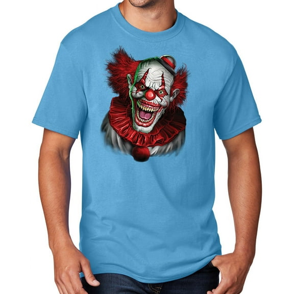 Men's Scary RED CLOWN T-shirt, 3XL Aqua Blue - TALL