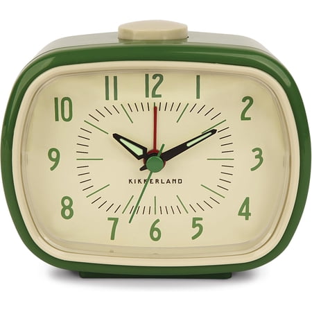 Retro Alarm Clock – Vintage Decor for Bedroom, Nightstand, Living Room, or Office Battery Operated, Decorative Analog Clock, Green
