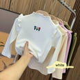 thumbnail image 2 of Toddler Baby Girls Boys T Shirt Ruffle Long Sleeve Embroidered Shirt Tops Kids Solid Color Casual Blouse, 2 of 5