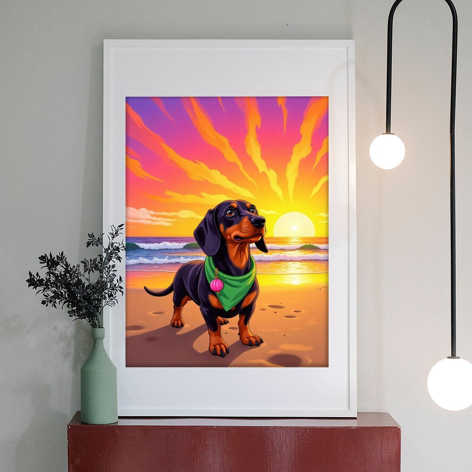 Diamond Art Kit for Adults, Dachshund Sunset Beach Scene Diamond Painting for Adults Beginners, DIY Diamond Art Painting Kits, 5D Diamond Painting Crafts for Home Decor 12x16 Frameless