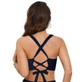 thumbnail image 5 of Siilsaa Push Up Swim Top Women Halter Bikini Top Only Retro Swimsuit Top Push Up Bathing Suit Top No Bottom Navy,M, 5 of 7