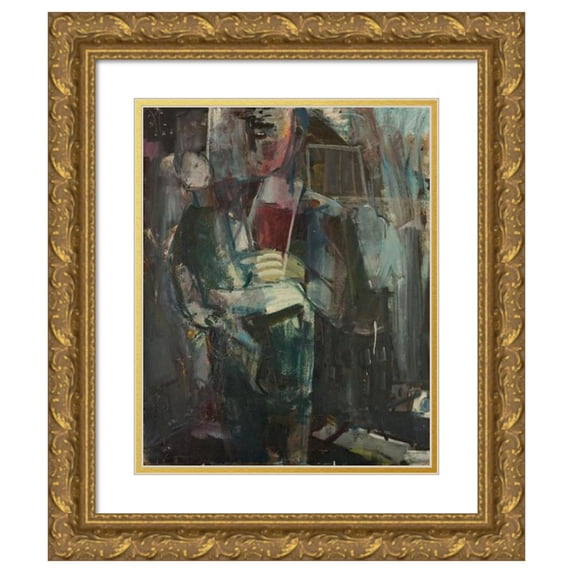 Jakob Weidemann 12x14 Gold Ornate Wood Frame and Double Matted Museum Art Print Titled - Father and Child (1942)
