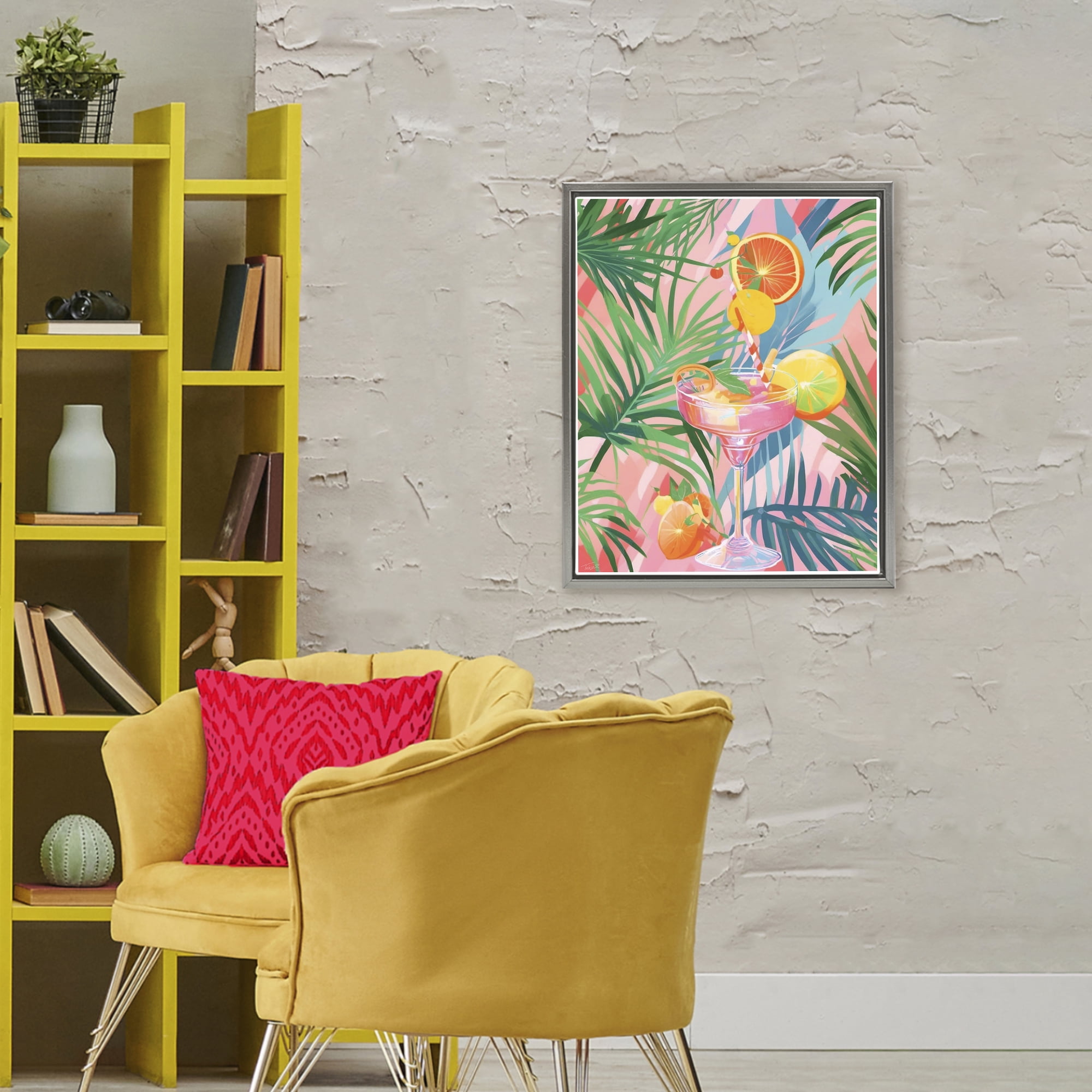 Stupell Industries Jungle Citrus Cocktail Gray Framed Floater Canvas Wall Art, design by Tabz Jones