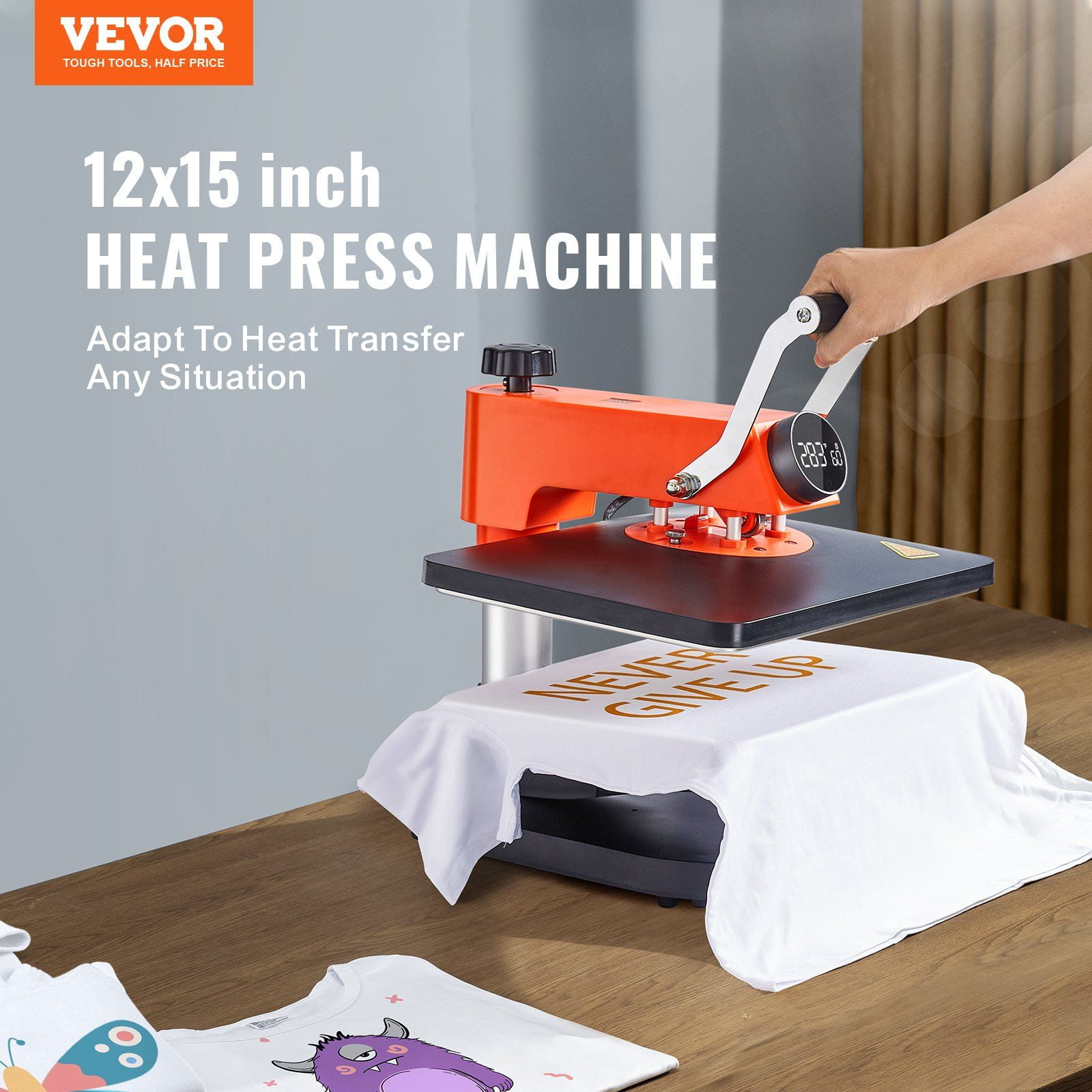 5-in-1 Heat Press Machine, 12" x 15" Fast Heating, 360 Swing Away Digital Sublimation Transfer, T-Shirt Vinyl Transfer Printer for Banners Canvas Bag Shirts Pillow Cups Caps Plates