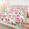 thumbnail image 3 of Homewish Rustic Flower Floral Bed Sheets,Vintage Country King Sheets,Pink Green Sheet Set For Girl Kids,Breathable Home Decor,4 Pieces, 3 of 7