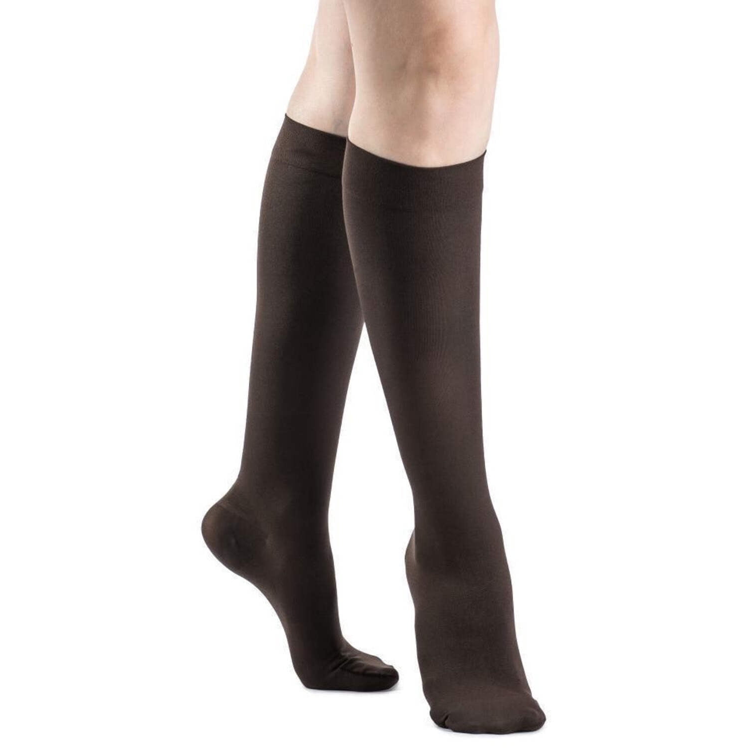 Sigvaris Style 842 Soft Opaque 20-30 Closed Toe Knee High Compression Stockings Nude SL Long