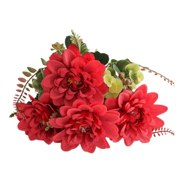 Flores Fresco Ramo Simulación 7-Forjado Hermoso Crisantemo Paquete Props 32 * 18 * 18 cm Plástico Multicolor Falsas Flores