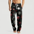 thumbnail image 2 of WTOBBY Men's Knitted Christmas Print Casual Pants with Pockets, Soft Lounge Sleep Pajama Bottoms for Holiday and Home Wear,Black L, 2 of 7