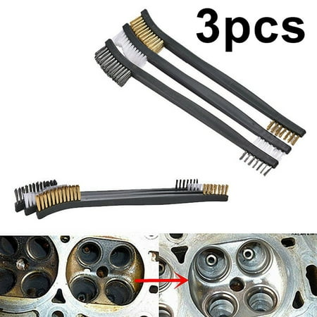 

BAMILL 3Pcs Mini Wire Brush Set Steel Brass Nylon Cleaning Polishing Metal Rust Tools