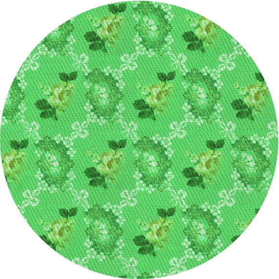 Ahgly Company Machine Washable Indoor Square Transitional Neon Green Area Rugs, 3' Square