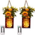thumbnail image 1 of Juego de candelabros de pared OurWarm Mason Jar Sunflower LED Remote, 1 of 9