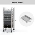 thumbnail image 3 of Costway 10 Drawer Rolling Storage Cart Scrapbook Paper Office School Organizer Black, 3 of 9