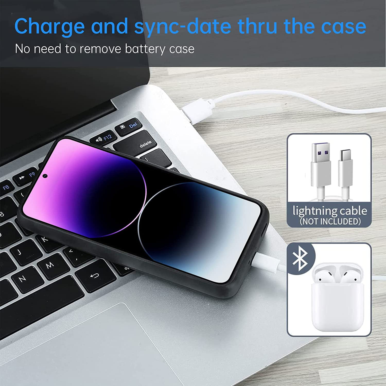 Gladgogo Coque Batterie pour iPhone 14 Pro, [6000mAh] Chargeur Rechargeable  Batterie Externe Puissante Power Bank avec Support, Étui Housse Batterie