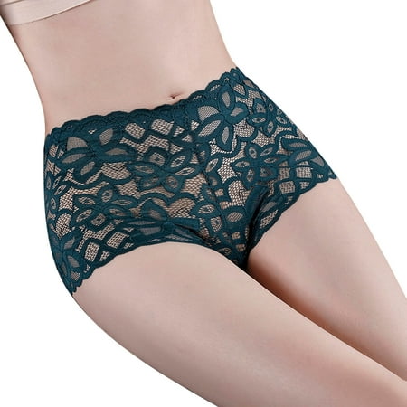 

TAIAOJING Womens Underwear Ladies Waist High Waist Lace Mesh Waist Slim Thin Briefs 6 Pack