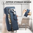 thumbnail image 4 of Designed For Samsung Galaxy A24 4G Flip Phone Case,[Card Slots] [Zipper Pocket] [Ring Holder] [RFID Blocking],PU Leather Flip Folding Kickstand,Shockproof Wallet Phone Case,Blue, 4 of 7