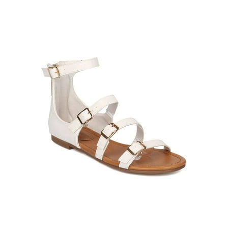 

New Women Breckelles Indio-31 Leatherette Strappy Buckled Flat Sandal