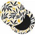 thumbnail image 2 of Velvet Bar Stool Covers Round Stool Cushion Covers Stool Chair Covers Barstool Covers Slipcovers, Stretchy & Elastic Edge Soft Fabric Machine Washable, Dia 13 Inch, Abstract Art Leaf Yellow, 2 of 6
