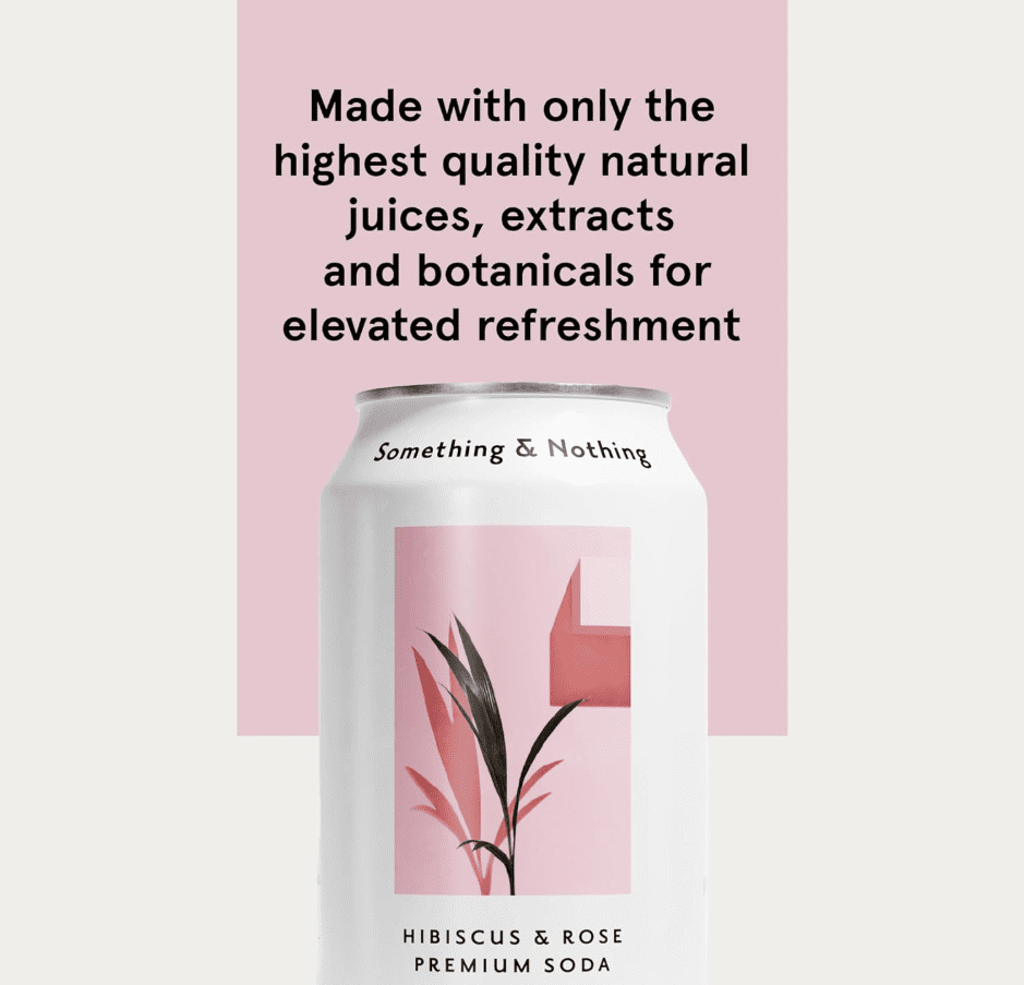 Something & Nothing Lightly Carbonated Hibiscus & Rose Premium Soda Case of 12 x 12 Fl Oz
