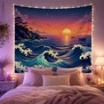 thumbnail image 2 of Transportation Vehicles Seascape with Sunset Main Dynamic, Playful Watercolor for Transportation Fans, Wall Decor, Graduation Gift, Tapestry Wall Hanging for Dorm and Living Room, 2 of 7