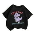 thumbnail image 2 of DAETIROS Little Girls Graphic T-Shirt, Casual Cute Dinosaur Short Sleeve Basic Crewneck Comfy Soft Cotton Girls Summer Tee Black Size 10 T, 2 of 7