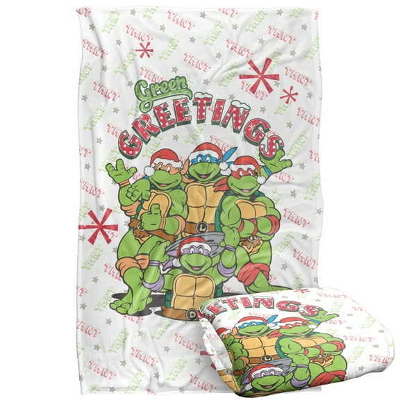 TMNT Teenage Mutant Ninja Turtles Blanket, 36'x58' Green Greetings Silky Touch Super Soft Throw Blanket