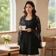 thumbnail image 4 of Byfri Gothic Lace Bolero Shrug, Sheer Flare Sleeve Cover-Up Top for Women, Black 55x68cm, 4 of 7