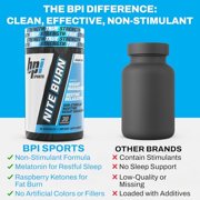 BPI Sports Nite Burn, Nighttime Fat Burner & Sleep Support, Keto Friendly, 30 Capsules