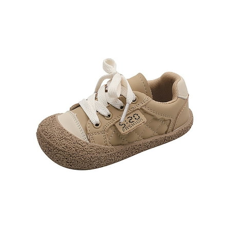 

Colisha Boys Girls Flats Non-slip Trainers Lace Up Sneakers Sport Lightweight Walking Shoe Prewalker Apricot 6.5C