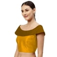 thumbnail image 2 of eloria Women's Blouse Boat Neck Filler Multicolor Sleeveless Top Color: Gold & Brown | Size: 40, 2 of 5
