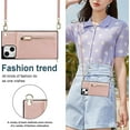 thumbnail image 4 of Crossbody Wallet Case for iPhone 15, PU Leather Zipper Handbag Purse Flip Cover with Kickstand Case for iPhone 15 ZP Rose God, 4 of 18