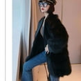 thumbnail image 4 of PIKADINGNIS Vintage Womens Winter Fox Fur Coat Luxury PU Leather Suit Collar Warm Faux Fur Jacket Girl Fashion Streetwear Overcoat, 4 of 6