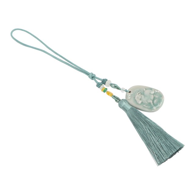 Colgante de Borla del Zodiaco para Coche Adornos de Estilo Tradicional Chino Amuleto de Decoración Colgante de Imitación de Jade Verde para Rezar por la Seguridad de la Suerte Anggrek Otros