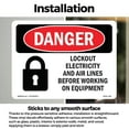 thumbnail image 3 of Lockout Electricity Air Lines Before Working OSHA Danger Vinyl Decal Label 14 Inch x 10 Inch - 10 Pack, 3 of 6