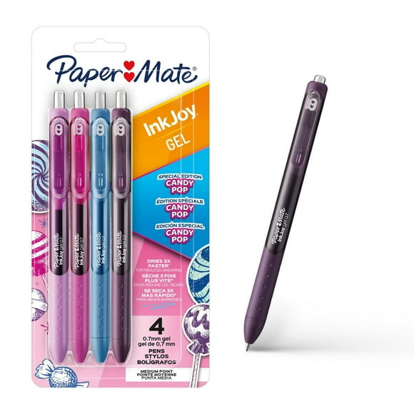 Paper Mate InkJoy Gel Pens, Candy Pop Colours, Medium (0.7mm) Point, Retractable, 4 Count, InkJoy