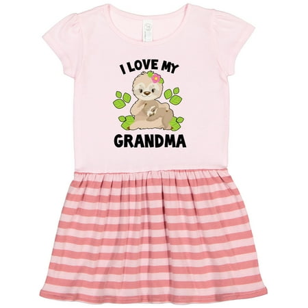 

Inktastic Cute Sloth I Love My Grandma with Leaves Gift Toddler Girl Dress