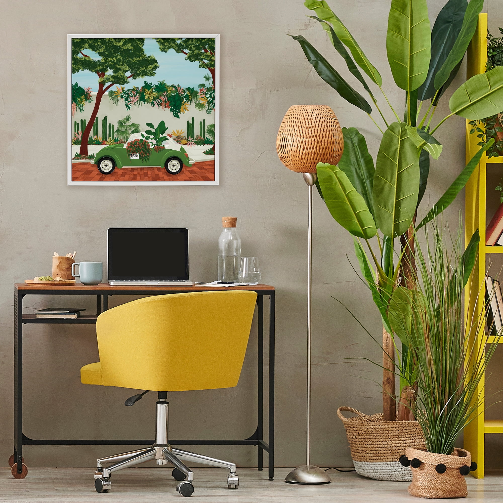 Stupell Industries Overgrown Garden Taxi White Framed Giclee Art, design by Vero Illustrates