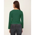 thumbnail image 4 of Moomaya Womens Solid Long Sleeves Crop Top, V-Neck Cotton Summer Short Top, 4 of 9