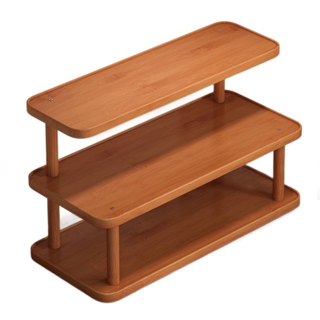Two Layer Desktop Storage Rack Mug Holders For Tables Small Cup Holders Office Desk Wood Material Space Saving