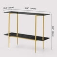 thumbnail image 2 of Rectangle Coffee Table Mid-Century Modern Design L W x H for Living Room - Structure Amber Glass Top and Walnut MDF Shelf Sleek Conical Metal Legs with Gold Finish, 2 of 9