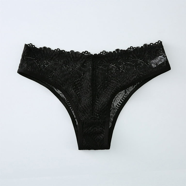 Hfyihgf No Show Panties for Women Seamless T-Back Lace Triangle Low Waist  V-Shape Underwear Sexy See Through G String Pants Tucking Panties Black  Lace