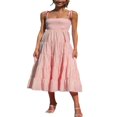 thumbnail image 1 of Robe Maxi d'Été pour Femmes Décontractée Sans Manches à Bretelles Spaghetti Froncée Évasée Longue de Plage pour le Soleil, 1 of 6