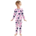 thumbnail image 3 of Palm Tree Flamingo Pattern Cotton Pajamas 2 Piece Set Sleepwear Soft and Comfortable Homewear Nightwear, 3 of 7