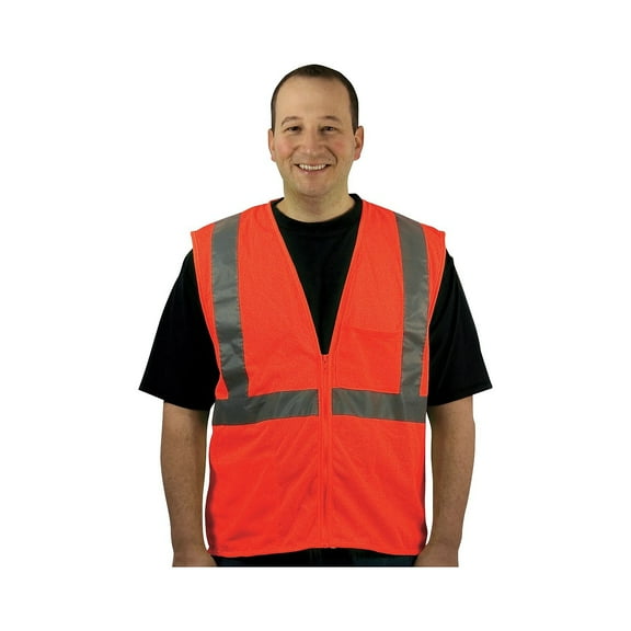 PIP 2 Two-Pocket Zipper Mesh Safety Vest 2X-Large Orange 3020702ZOR2X