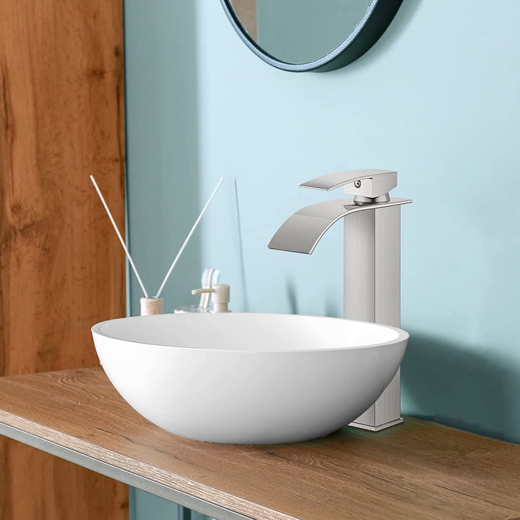 Details about   Bathroom Round Vessel Sink Tempered Ceramic Bowl Faucets Deck Mounted Mixer Taps 