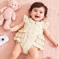 thumbnail image 5 of Baby Onesies Girl Newborn Outfits Baby Girl Clothes Summer Fly Sleeve Floral Embroidery Romper Ruffle Bodysuit Jumpsuit One-Piece, 5 of 7
